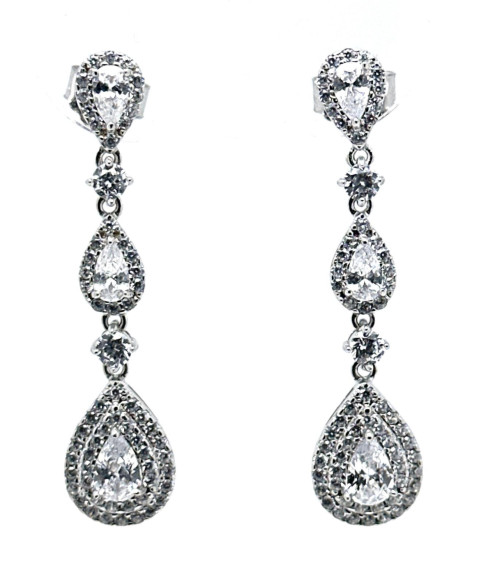 Pendiente cristal plata