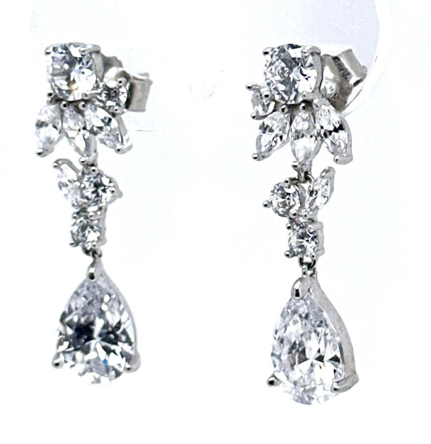 Pendiente cristal plata