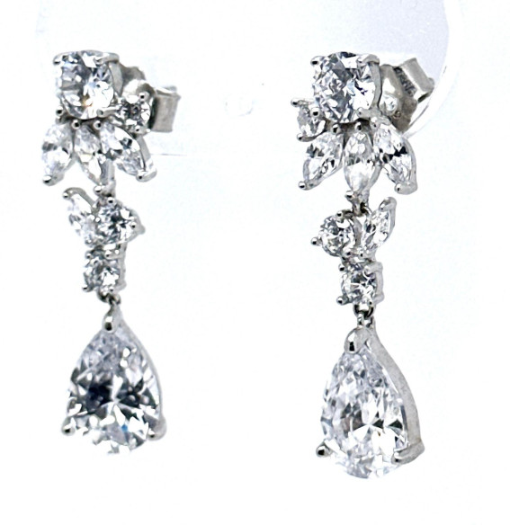 Pendiente cristal plata