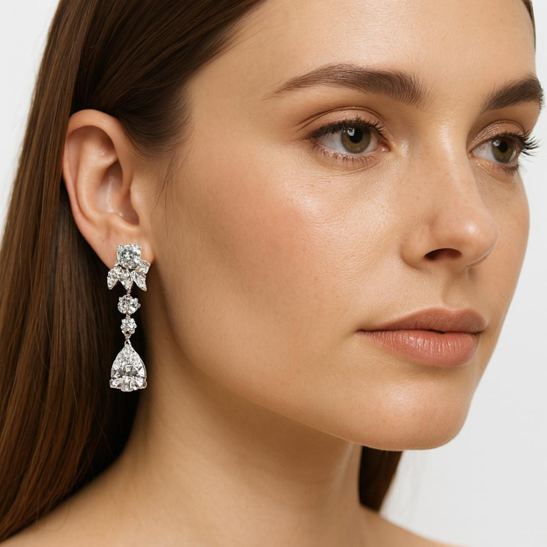 Pendiente cristal plata