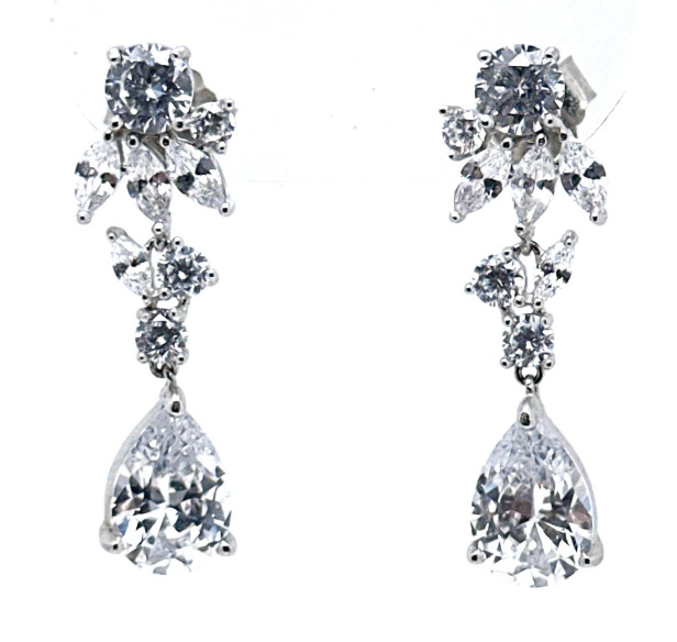 Pendiente cristal plata