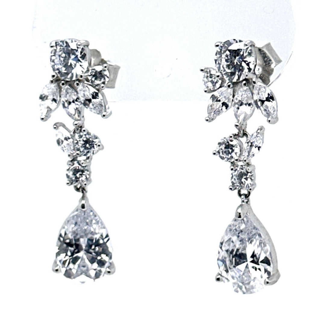 Pendiente cristal plata