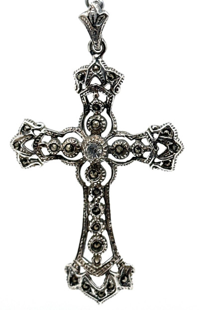 Cruz plata marcasitas