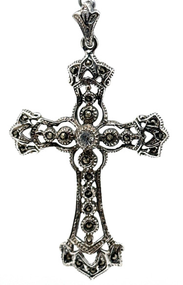 Cruz plata marcasitas