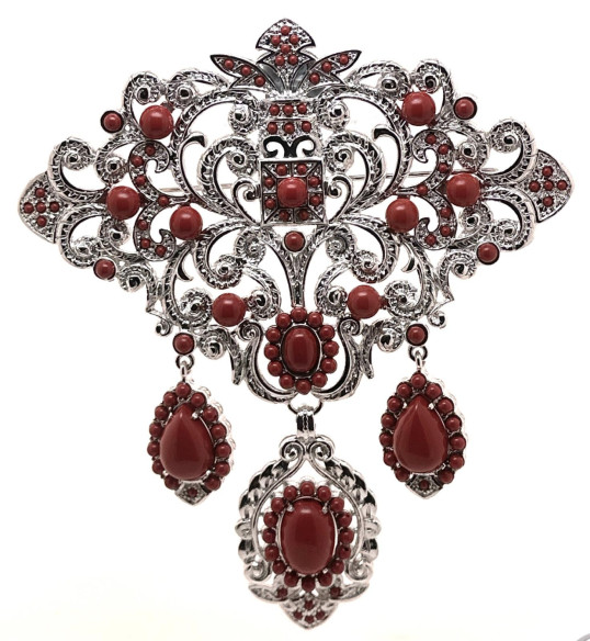 Broche plateado coral
