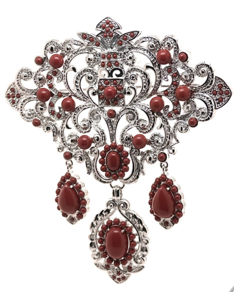 Broche plateado coral