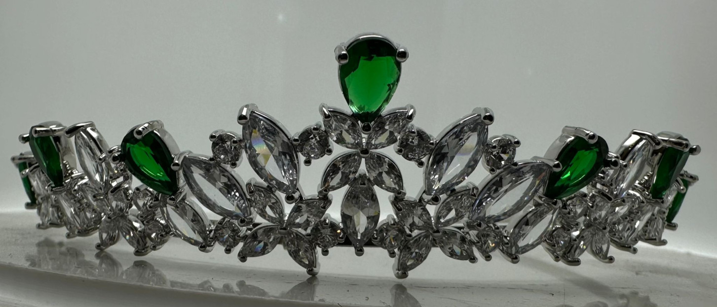Tiara rodio esmeraldas