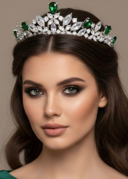 Tiara rodio esmeraldas