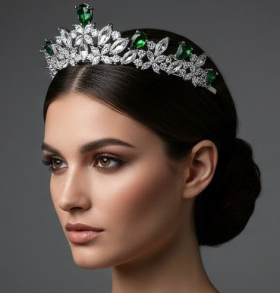 Tiara rodio esmeraldas