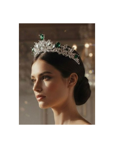 Tiara rodio esmeraldas