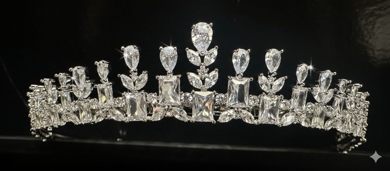 Tiara rodio lágrimas cristal