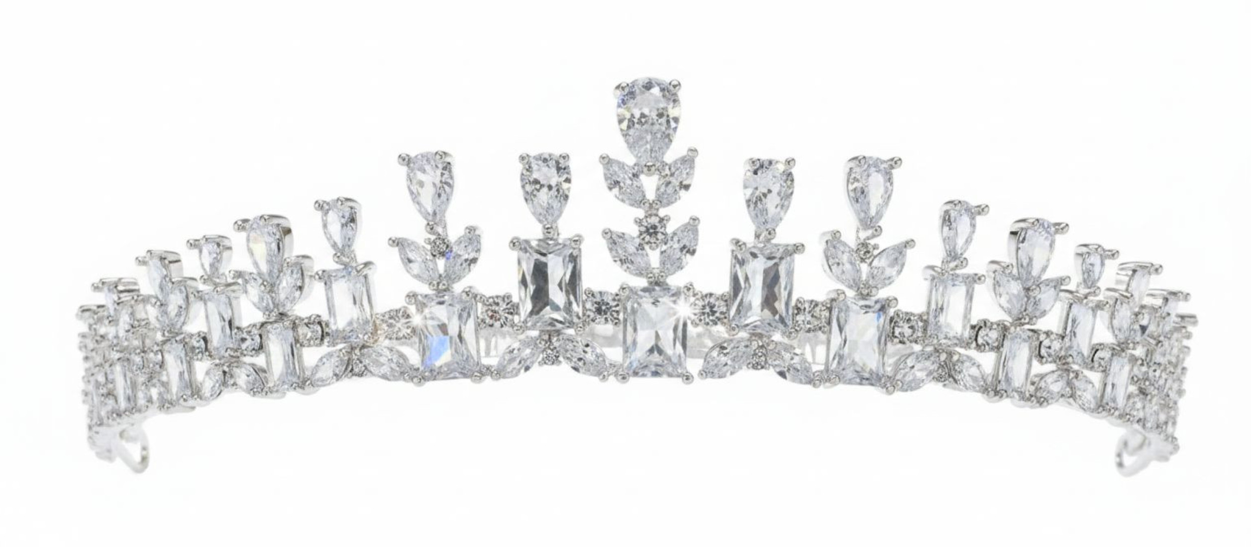 Tiara rodio lágrimas cristal