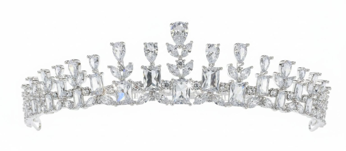 Tiara rodio lágrimas cristal