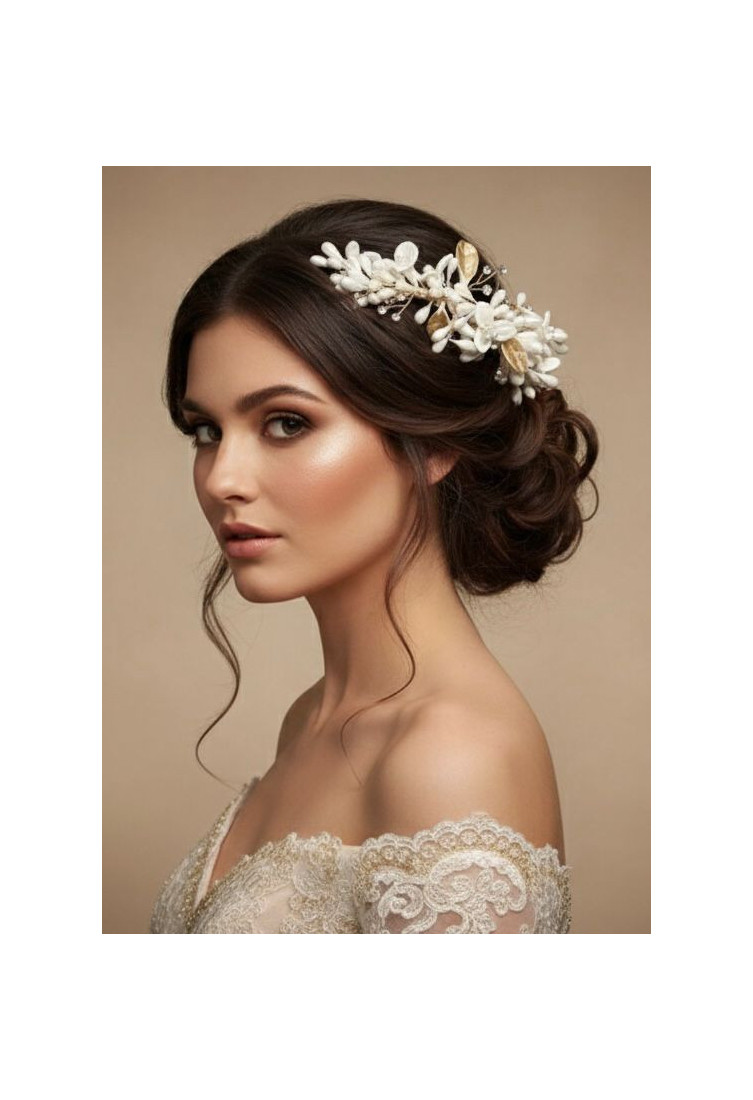 Tiara dorada porcelana