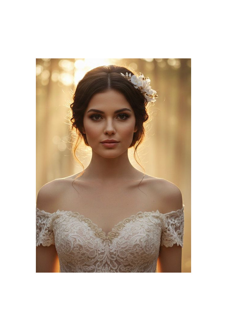 Tiara dorada porcelana