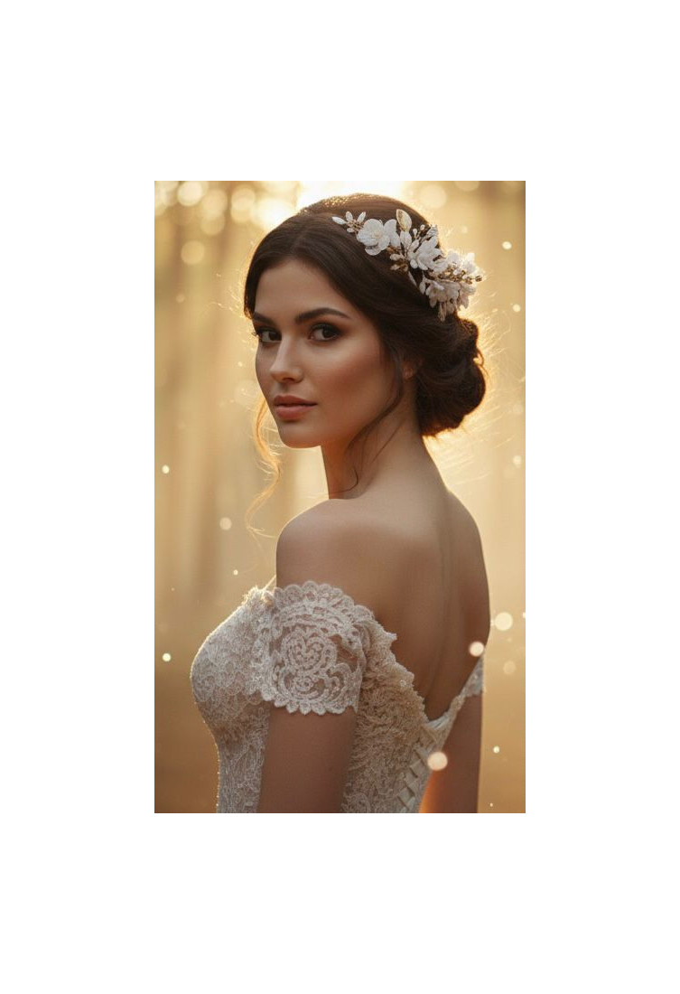 Tiara dorada porcelana