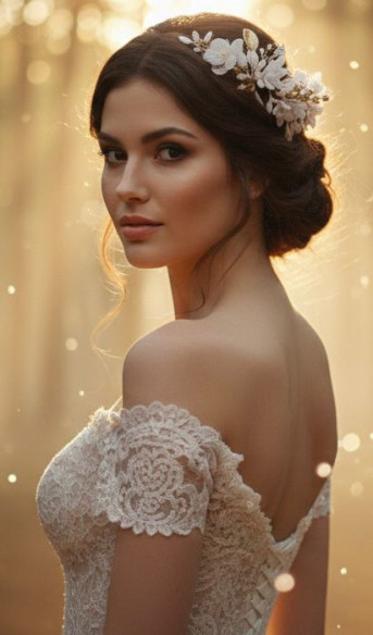 Tiara dorada porcelana