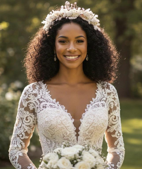 Tiara dorada porcelana