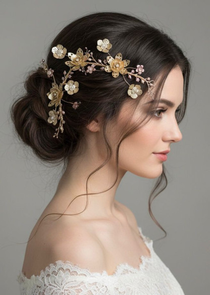 Aplique flores bronce