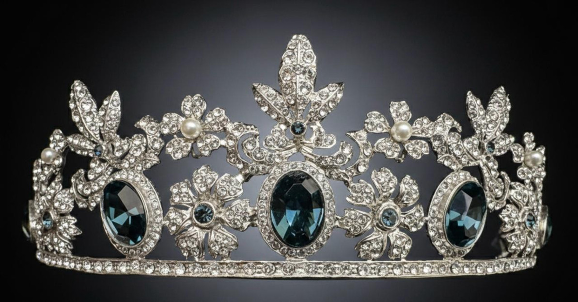 Tiara zafiros plata