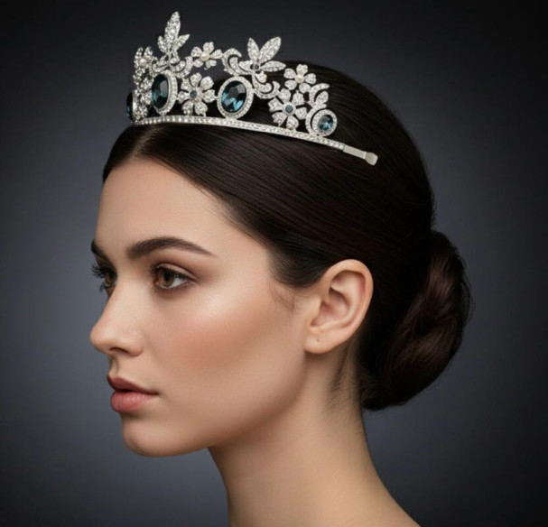 Tiara zafiros plata