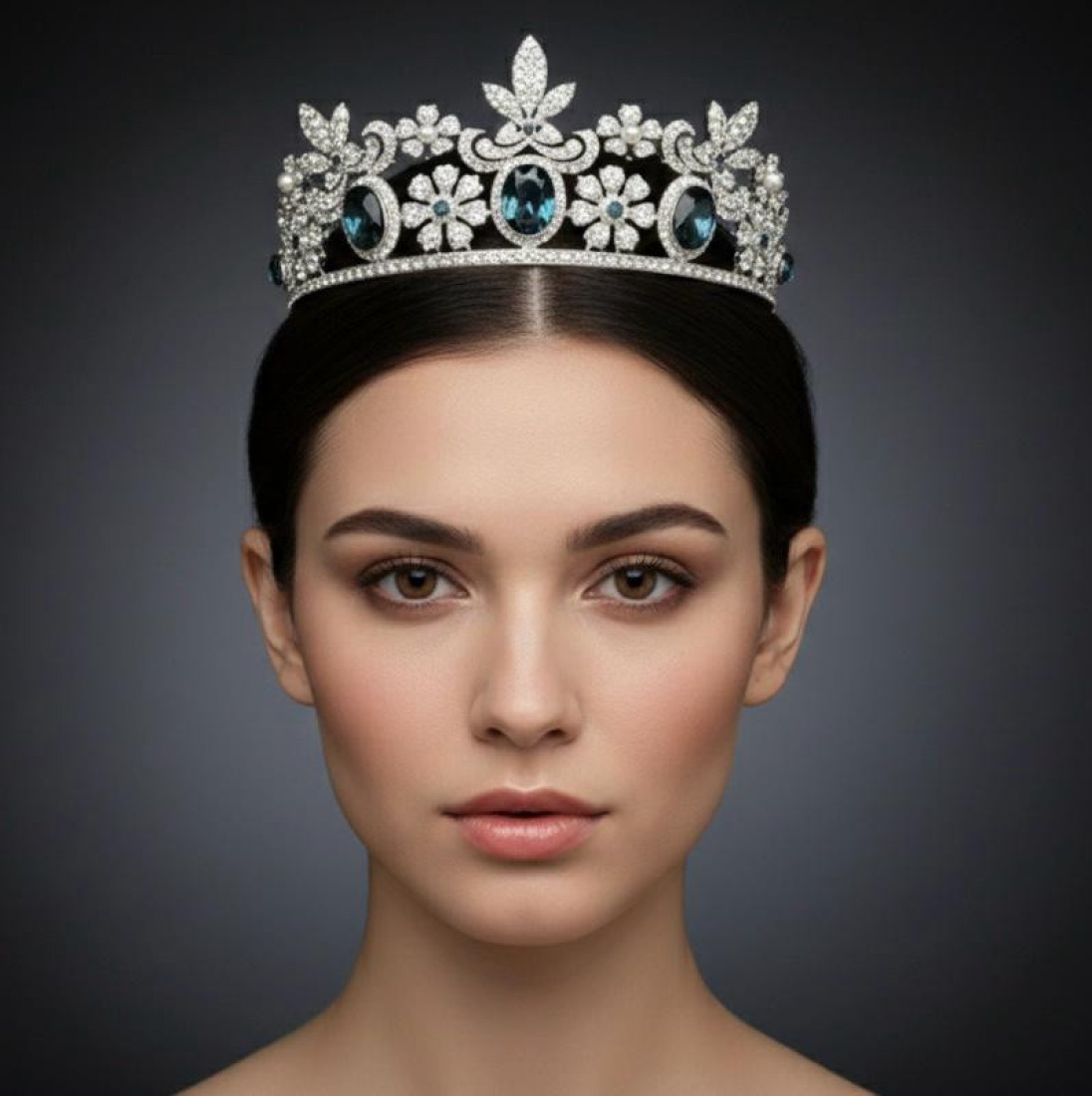 Tiara zafiros plata