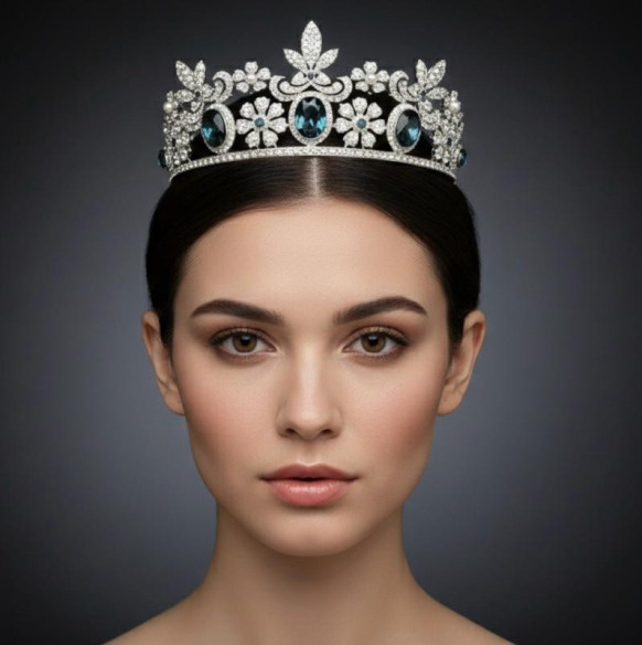 Tiara zafiros plata