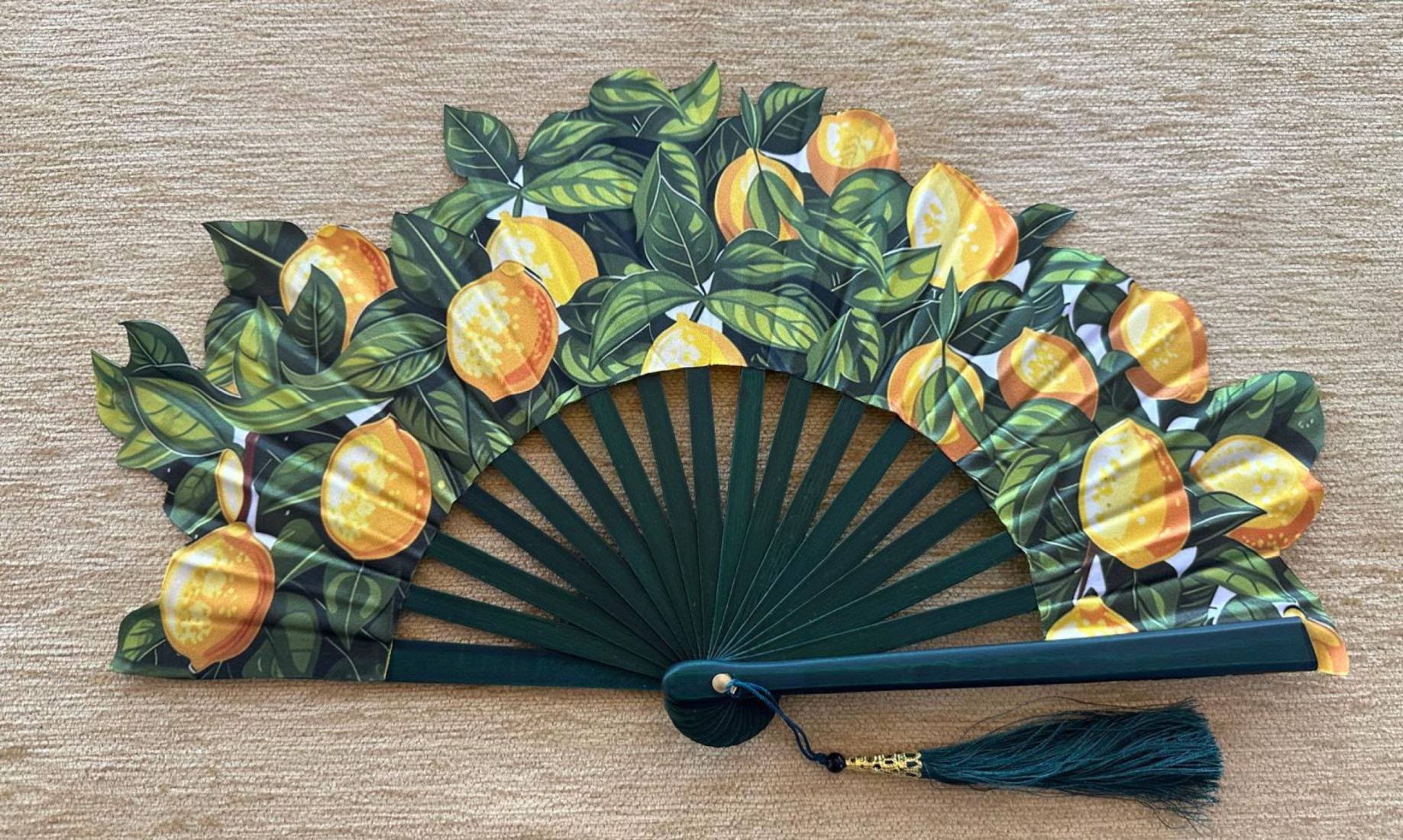 Abanico seda limones