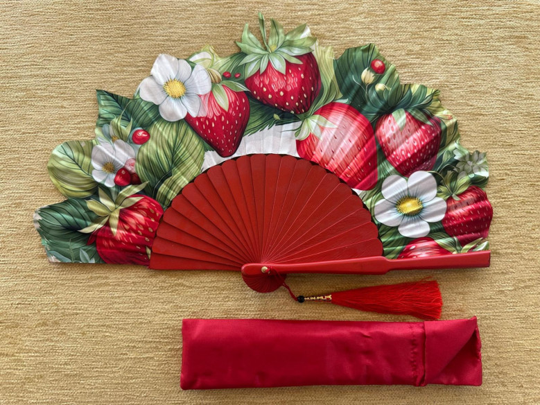 Abanico seda fresas