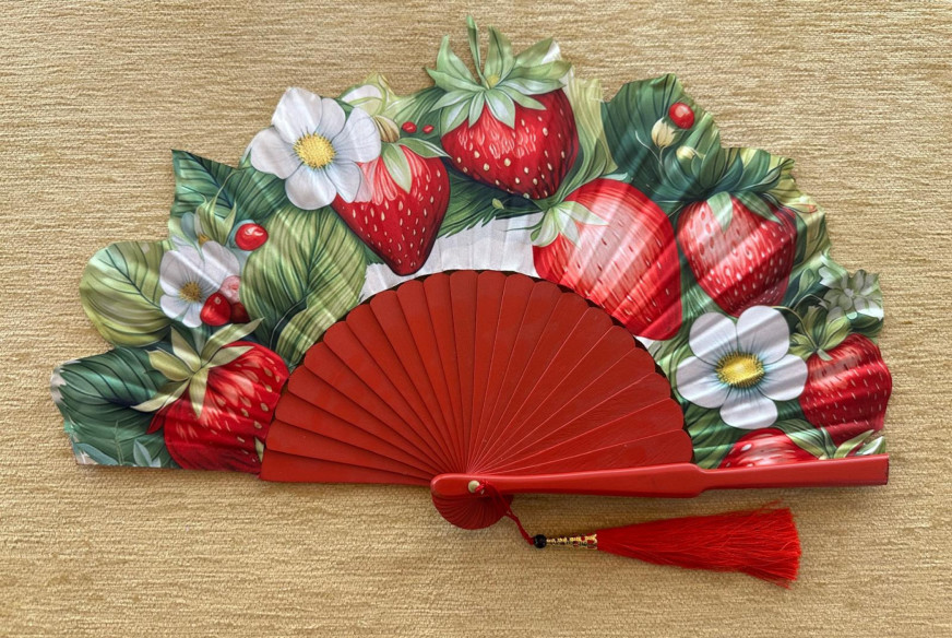 Abanico seda fresas
