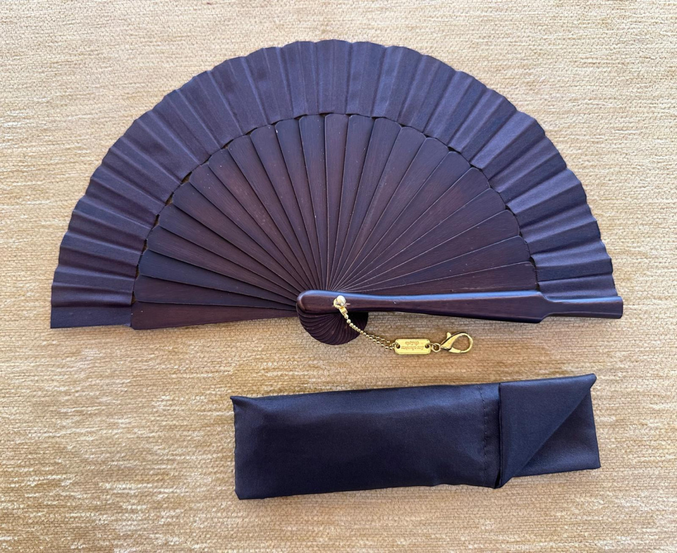 Abanico mini seda marrón