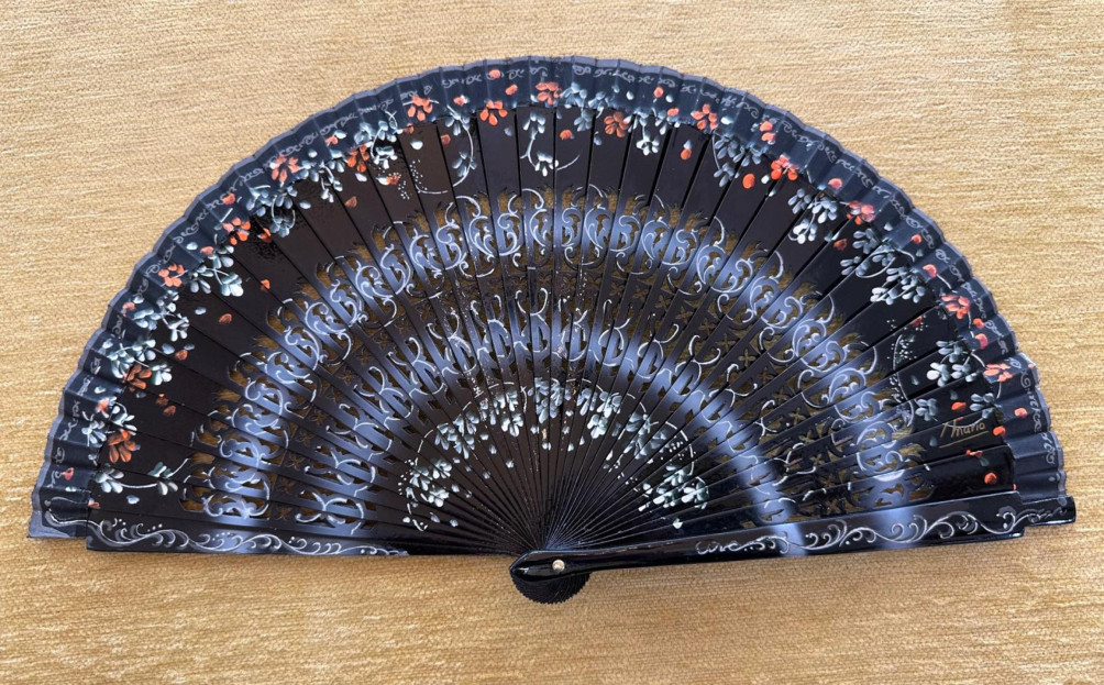 Abanico 2 caras calado flores