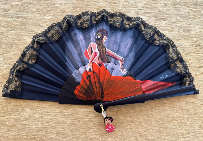 Abanico flamenca puntilla negra