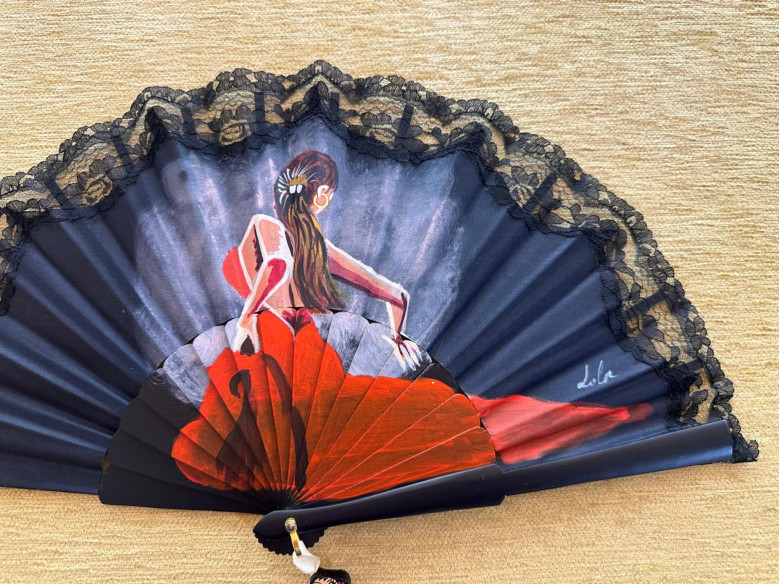 Abanico flamenca puntilla negra