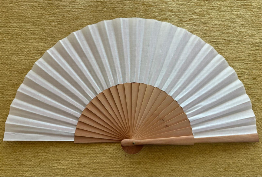 Abanico liso tela marfil
