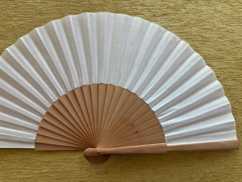 Abanico liso tela marfil