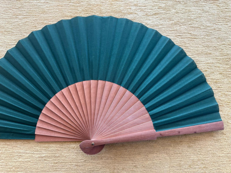 Abanico liso tela verde
