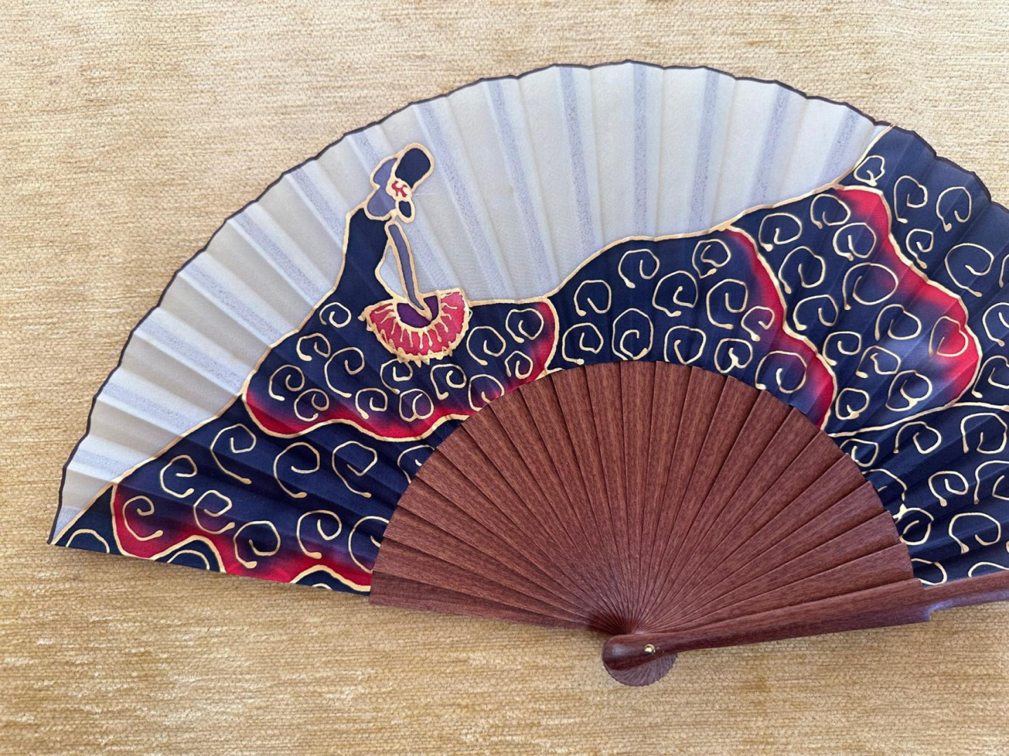 Abanico seda flamenca