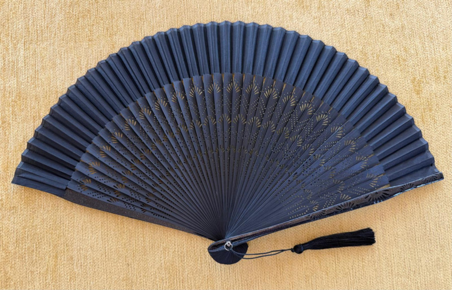 Abanico bambú baraja negro