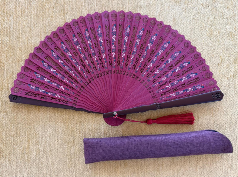 Abanico bambú flores