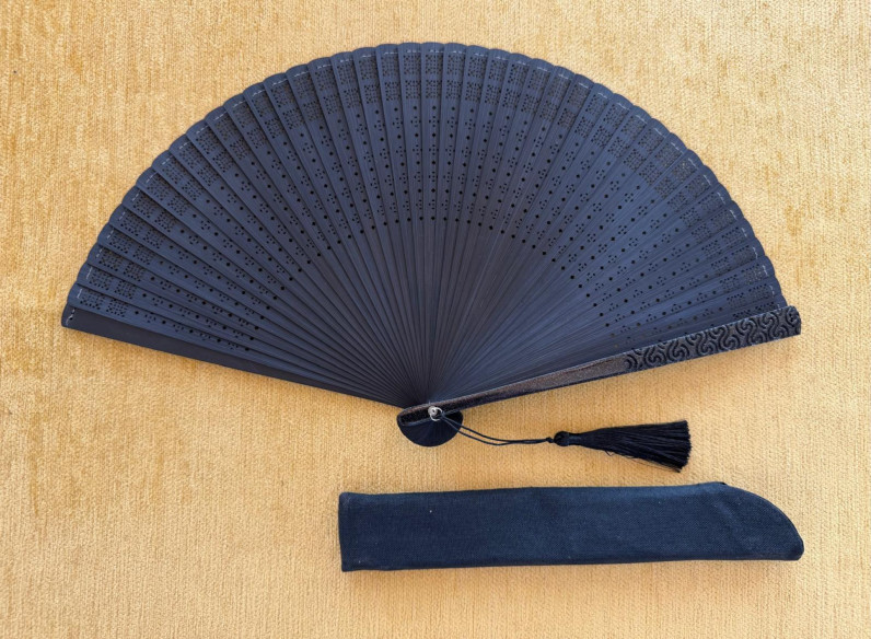 Abanico bambú baraja negro