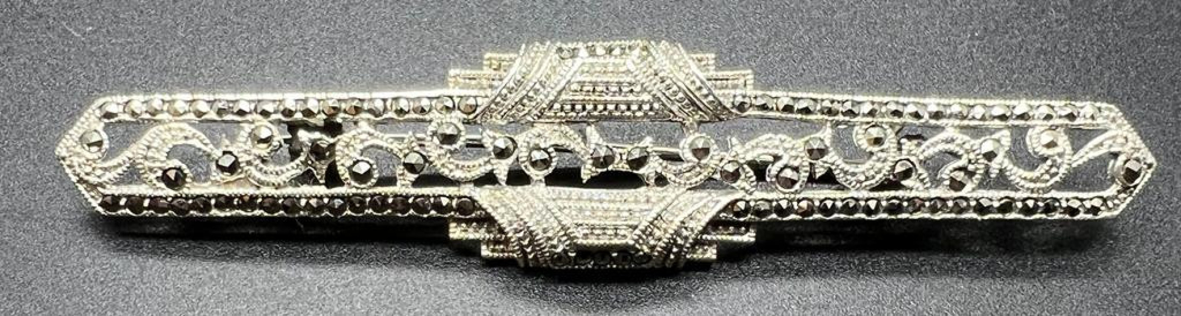 Broche plata marcasitas