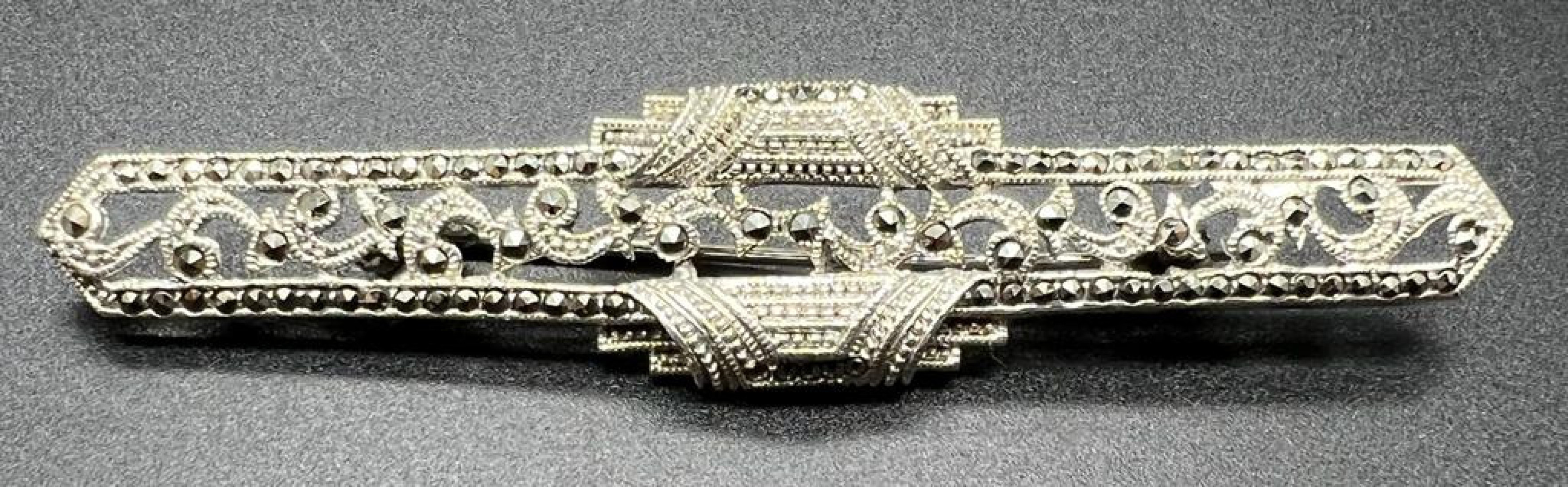 Broche plata marcasitas