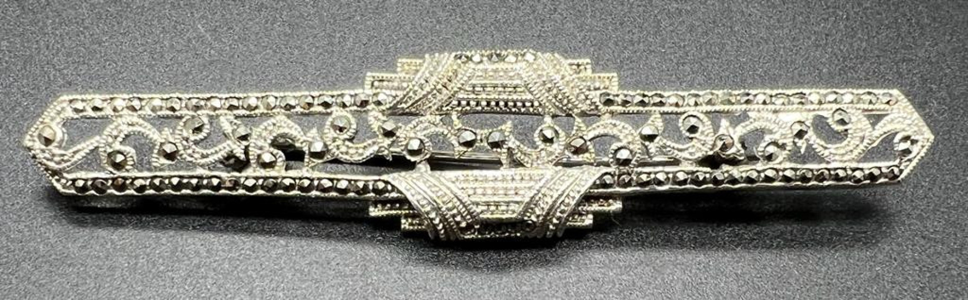 Broche plata marcasitas