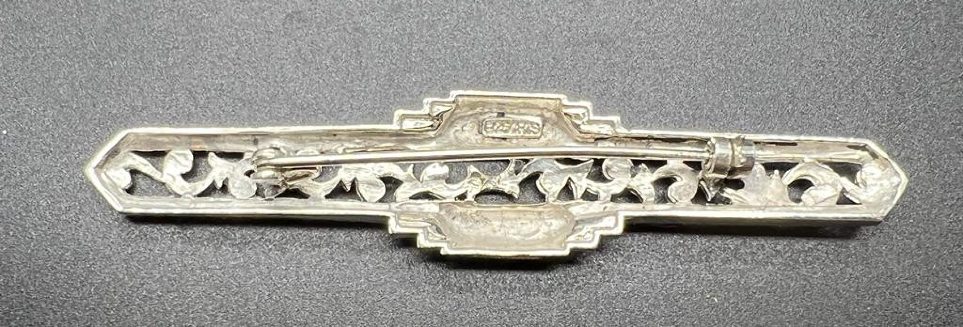 Broche plata marcasitas