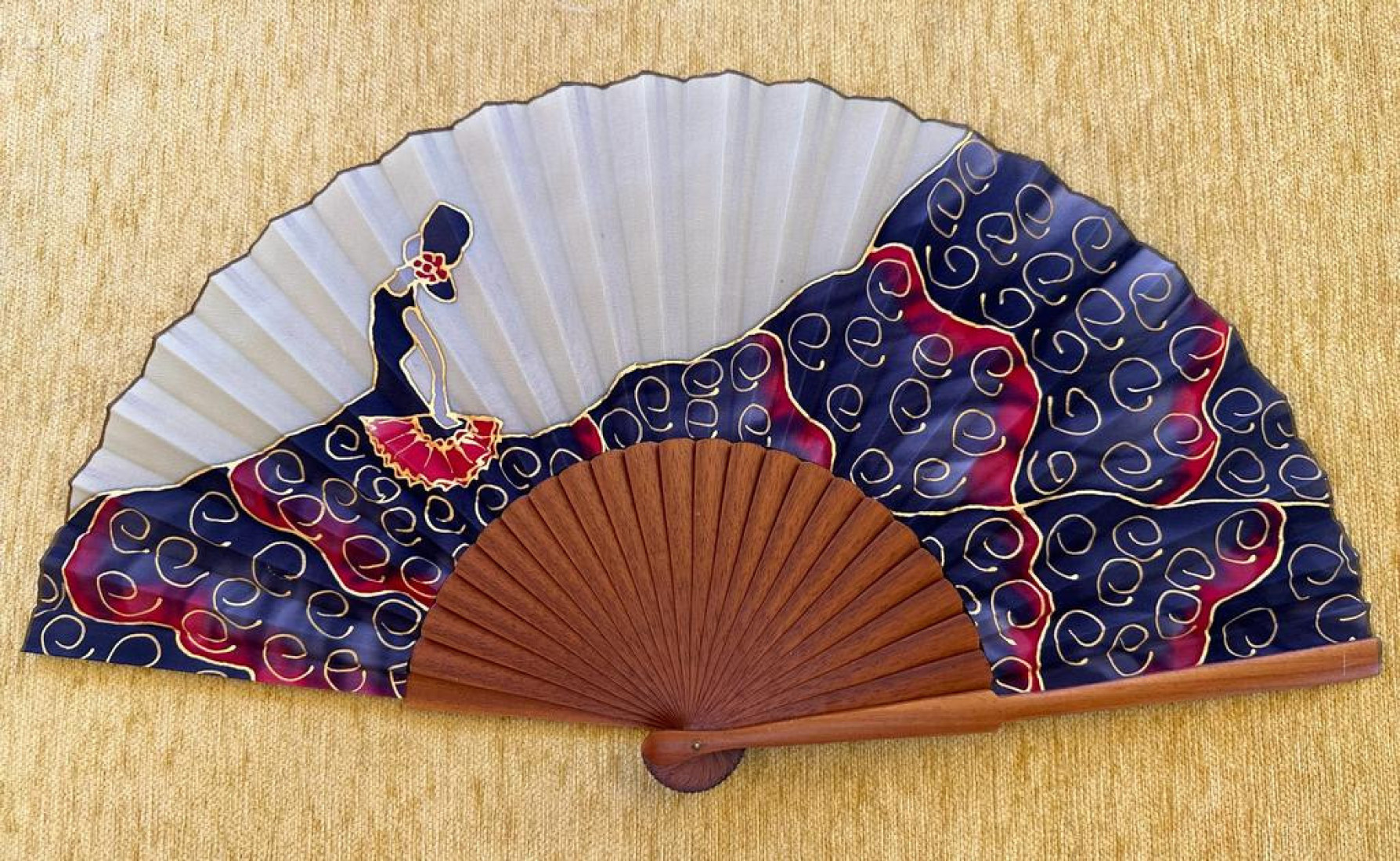 Abanico seda flamenca