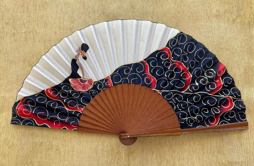 Abanico seda flamenca