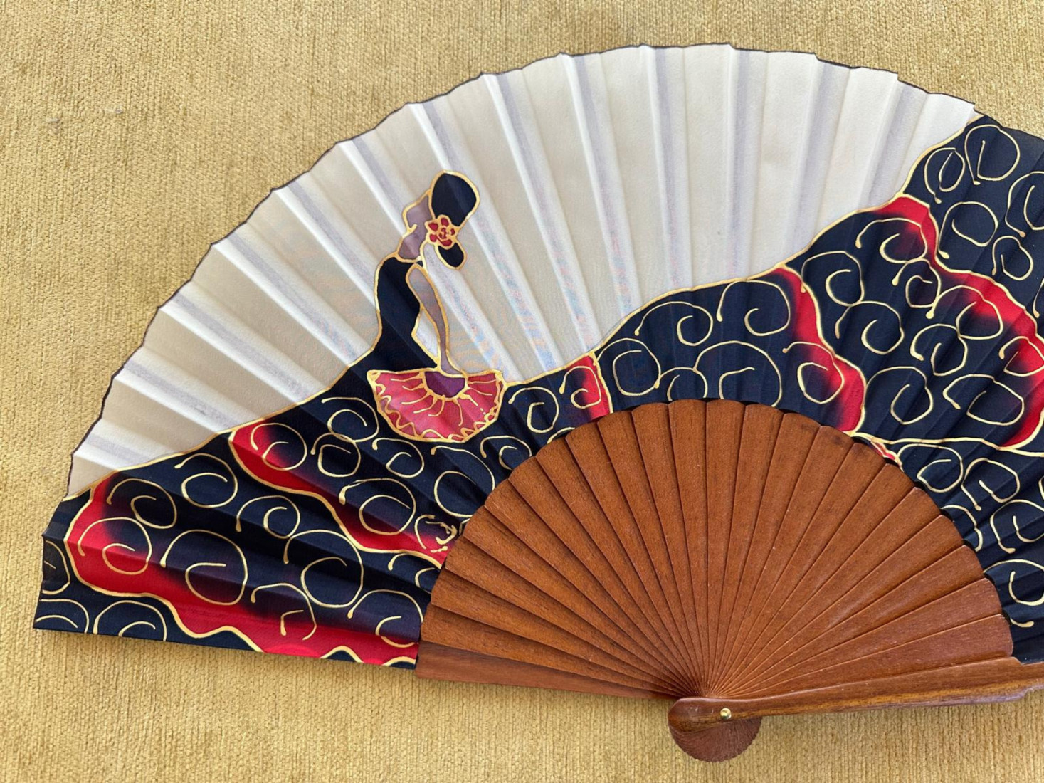 Abanico seda flamenca