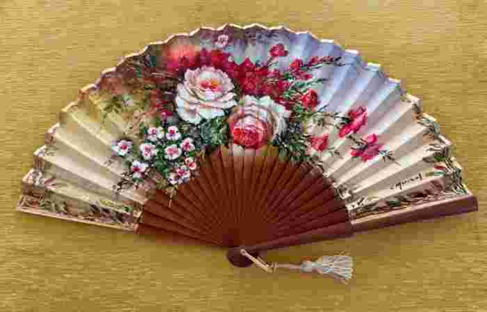 Abanico medio pericón flores