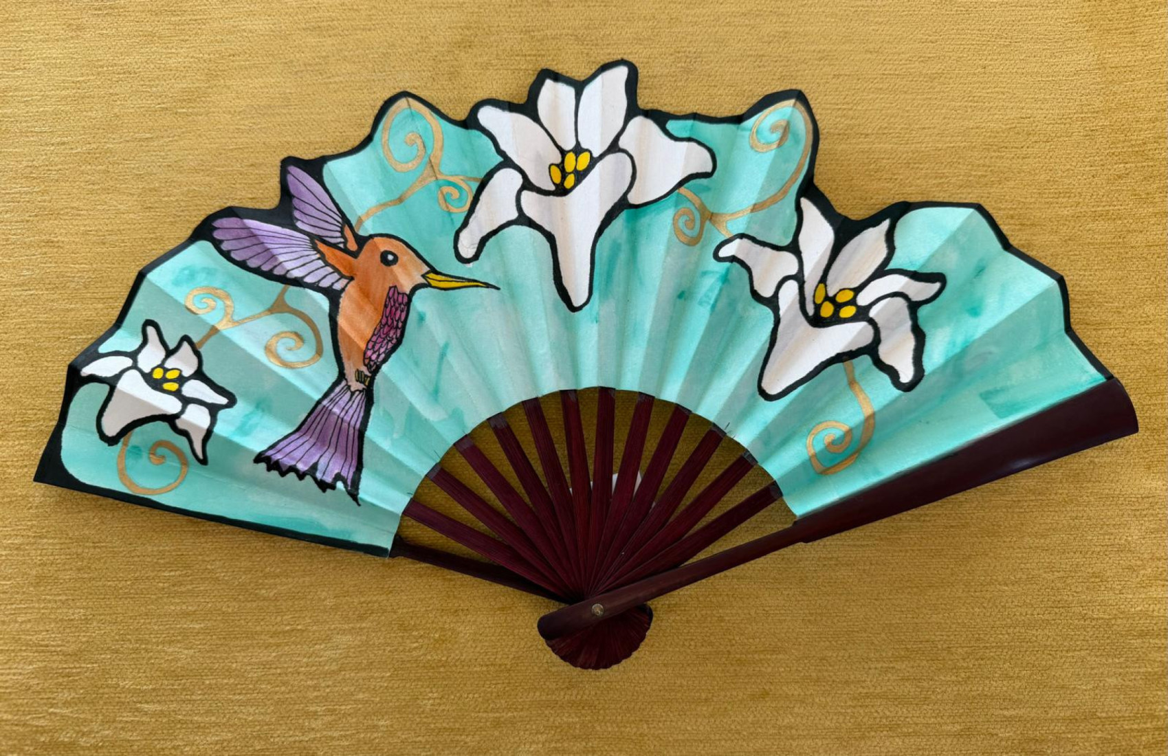 Abanico seda colibrí